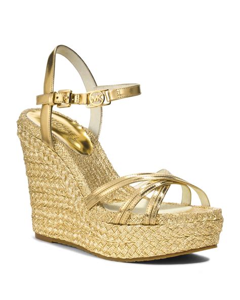 michael kors gold dress shoes|michael kors gold wedge sandals.